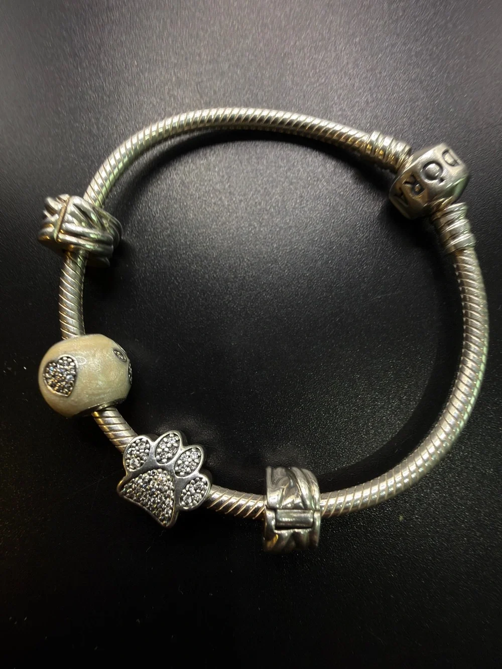 PANDORA 925 STERLING SILVER CHARM BRACELET WITH PET CHARMS  Classic Timeless
